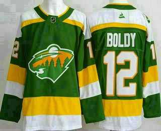 Mens Minnesota Wild #12 Matthew Boldy Green Alternate Authentic Jersey